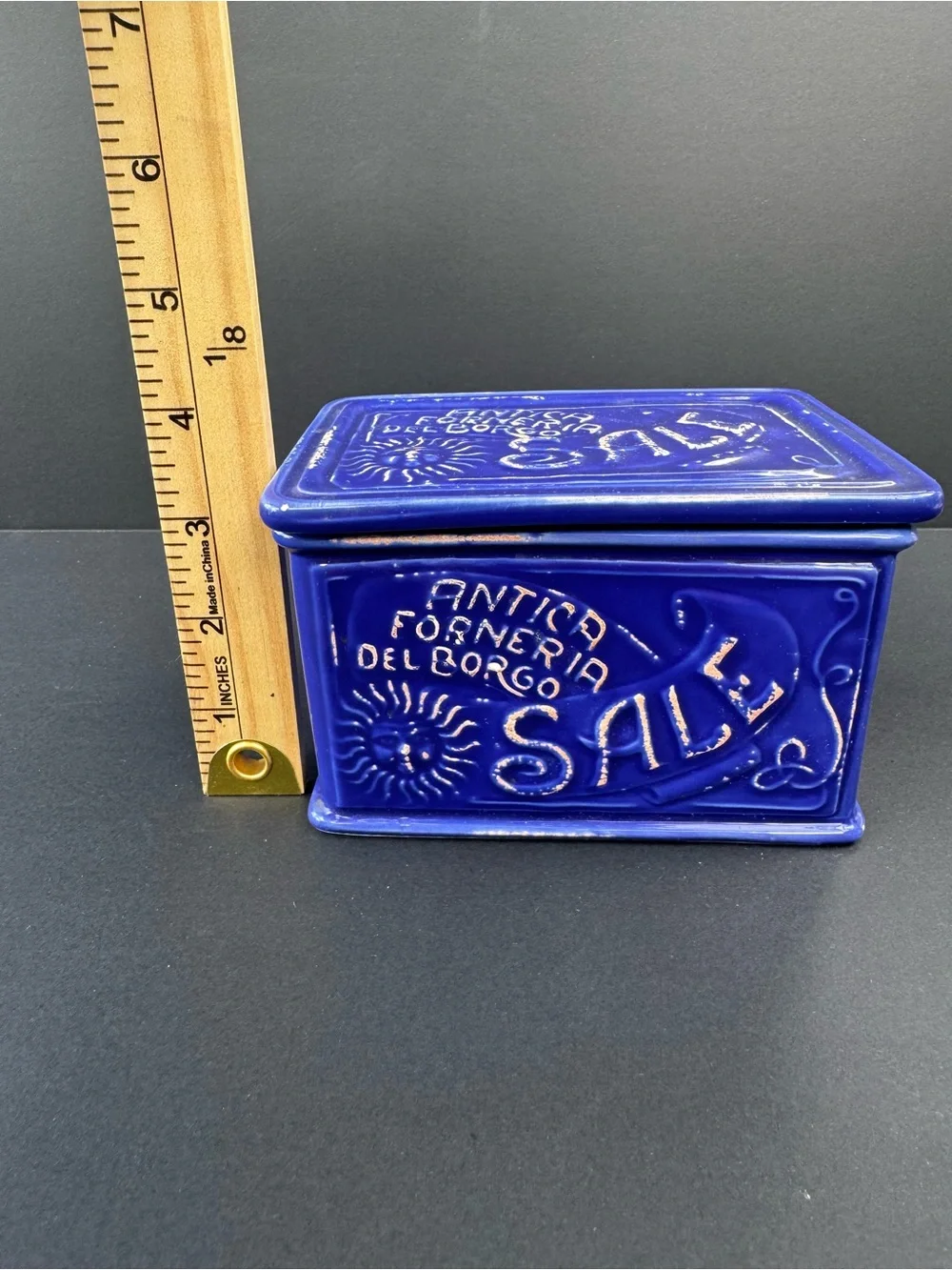 Sur La Table Cobalt Blue Ceramic Salt Box